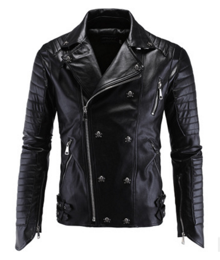 

Fashion Men's Winter Leather Jackets Faux Jacket Korean Stylish Slim Fit Coats Men Moto Skull Suede Jacket For Men ,-5xl ,pa2, Black