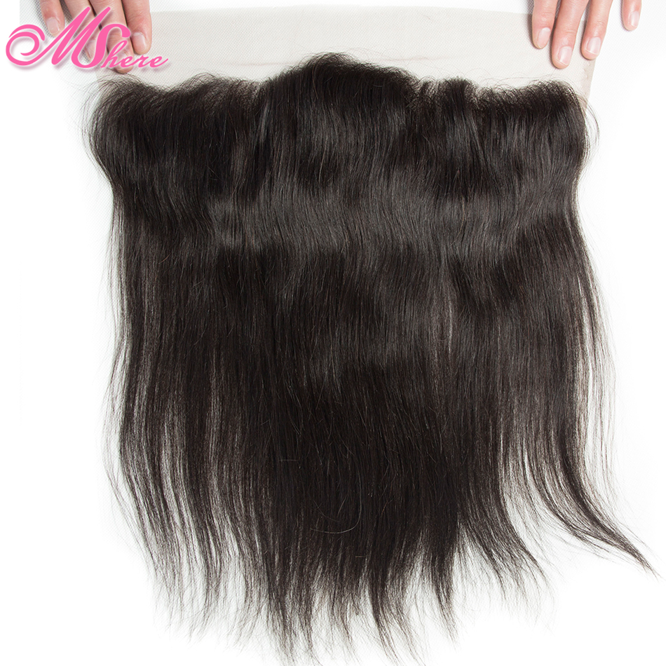 

Pre-plucked 13*4 Ear To Ear Lace Frontal With Baby Hair Straight Hair Remy 1b# Mshere Human Full Lace Closure