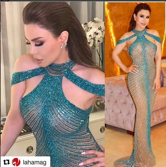 

Evening dress Yousef aljasmi Kim kardashian Dolman sleeve O-Neck Crystal Mermaid Long dress Almoda gianninaazar ZuhLair murad Ziadnakad, Same with picture