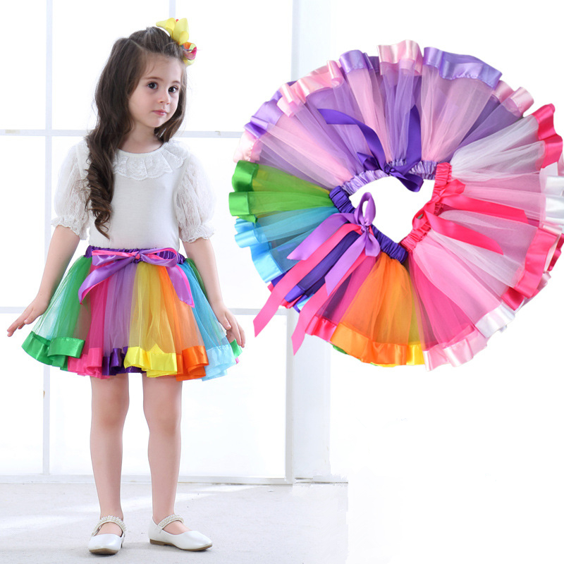 

2018 Newest Baby Girl Bowknot Skirt Kids Rainbow Tutu Skirts Hot Selling Pettiskirt Tutu Custome Party Wedding Dance Skirt Princess Dress, Multi-color
