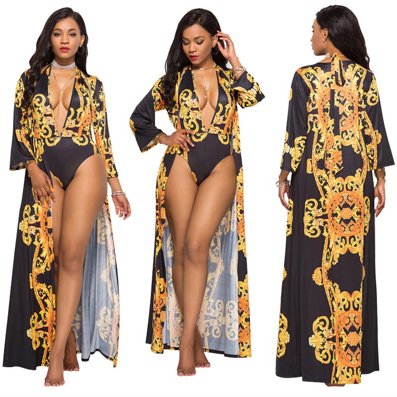 

Women's Sexy Swimwear,Nice Printing,Lady Beach Wear,Bodysuits,Cape with Swimsuits Sets,Two Piece Set, As picture