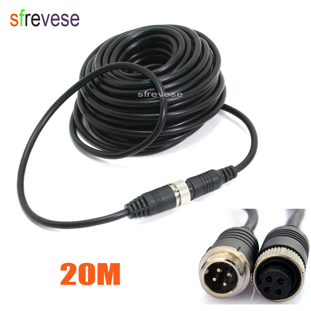20m 65FT 4 broches câble vidéo d'extension pour voiture vue arrière caméra de recul de stationnement longue Bus camion camping-car caravanes remo