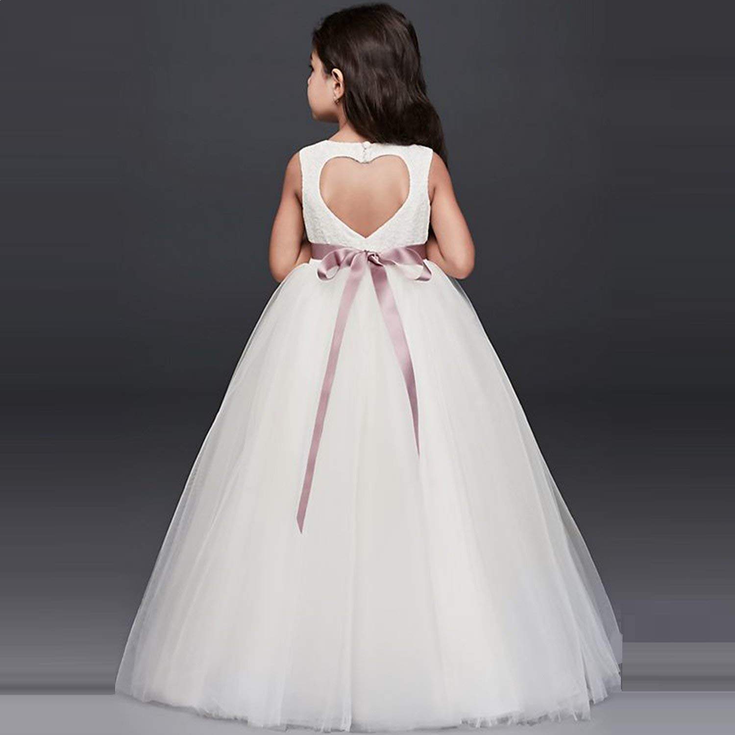 flower girl dress with heart cutout in back