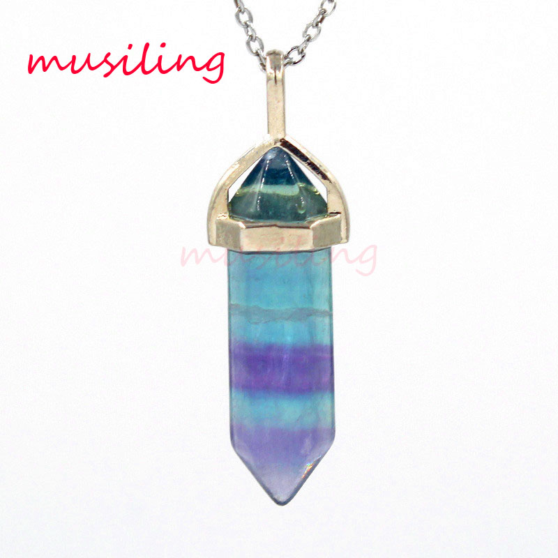 

Mini Hexagon Prism Pendants gem stone Natural Stone Reiki Pendulum Charms Amethyst Crystal Opal etc Stone European Hot Sale Fashion Jewelry