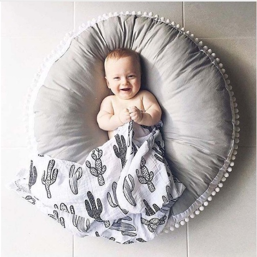 Ins épais rond bébé couverture de jeu de jeu tapis de jeu pom pom tapis rampant enfants tapis tapis tapis enfants décor de salle de chambre