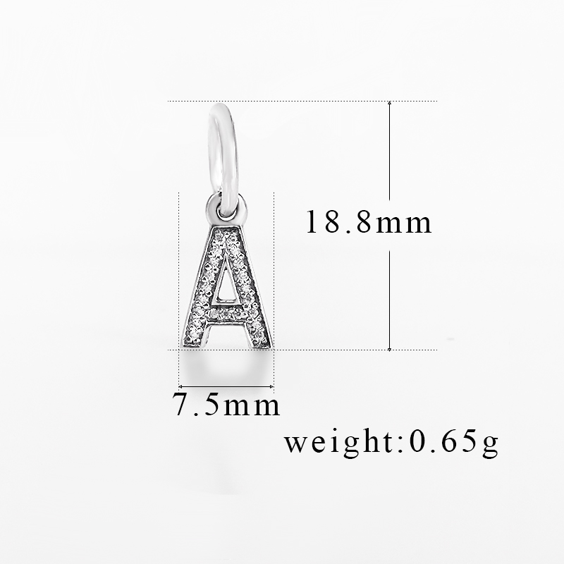 Authentique 925 bijoux en argent Sterling CZ A-Z lettre pendentif 26 Alphabet pendentif breloques ajustement Pandora Original Bracelet collier