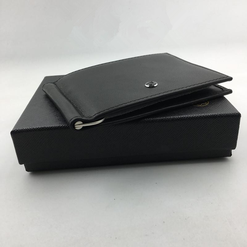 

100% Genuine Leather Mens Dollar Price Money Clips Wallets Fashion Classic Black Design Wallet Purses Credit Card ID Holders Solt For Man