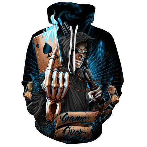 

3D Skull Hoodies Men Women Sweatshirt Unisex Spades A Skull Pullover Flower Sweatshirts Tops Outwear For Couples S-5XL Hoody 8 Styles, Sh-068
