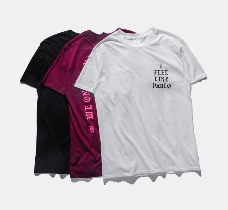 

Mens T Shirt Short Sleeve O neck Summer Printed tshirts i feel like pablo, White