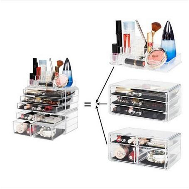 

wholesales free shipping SF-1122-1 Cosmetics Storage Rack with 4 Small & 3 Large Drawers Transparent Storage Drawers