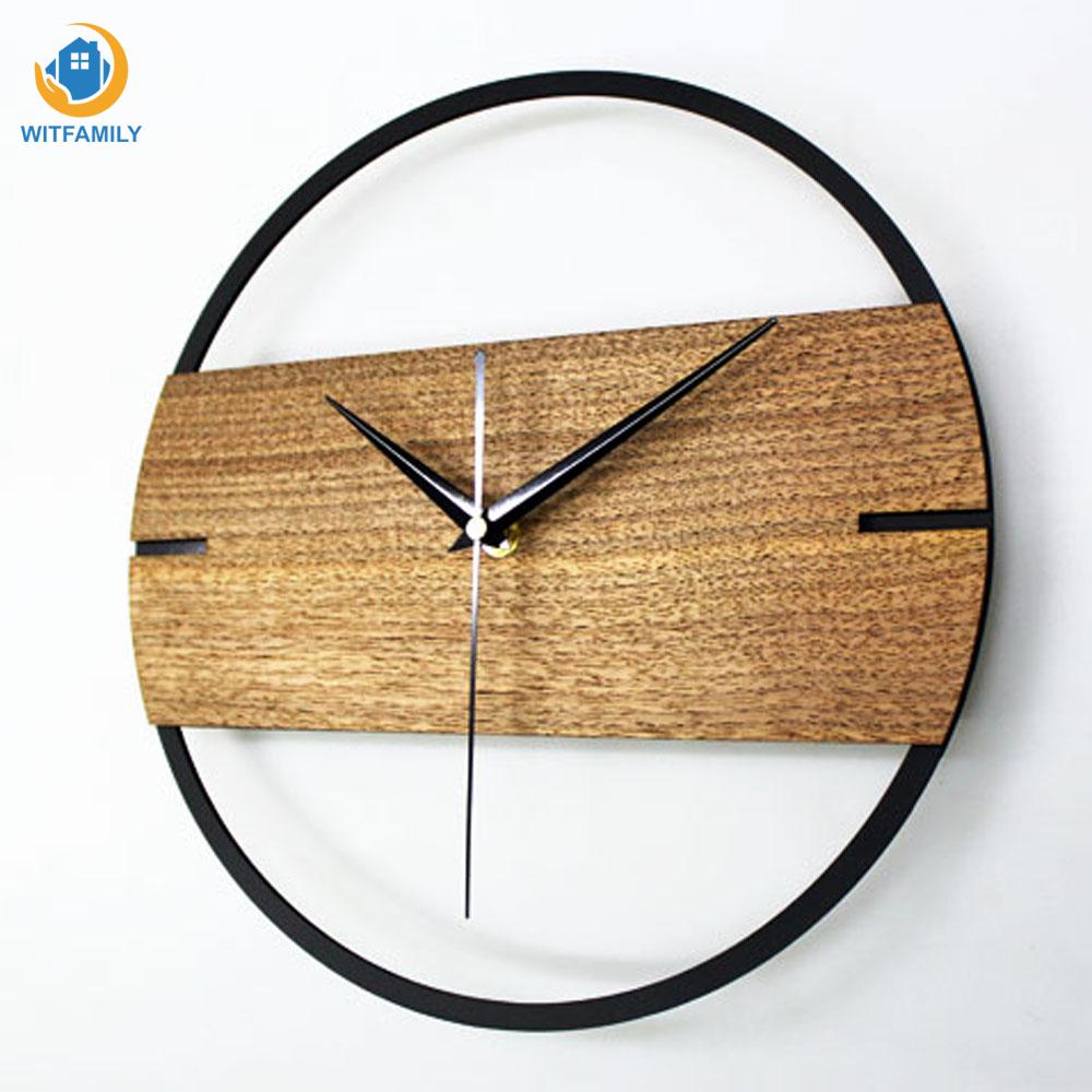 

12 Inch Vintage Wall Clock Simple Modern Design Wooden Clocks For Bedroom 3d Stickers Wood Wall Watch Home Decor Silent