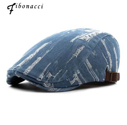 

Fibonacci Spring Summer Beret Women Denim Cotton Holes Do The Old Newsboy Hat for Men, Other