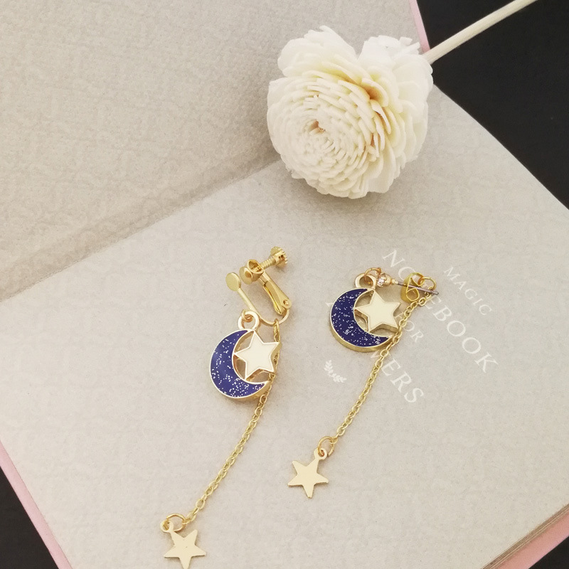 

Fringe earrings for girls Sailor Moon studs with stars Fashion fairy earrings Cosplay show accessories, Golden