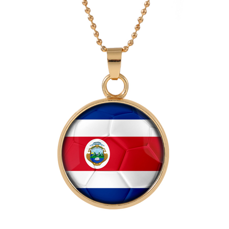 

New Three-dimensional 2018 World Cup Costa Rica Necklace Pendant colorful pendant Glass Cabochon Dome Necklaces jewelry customed