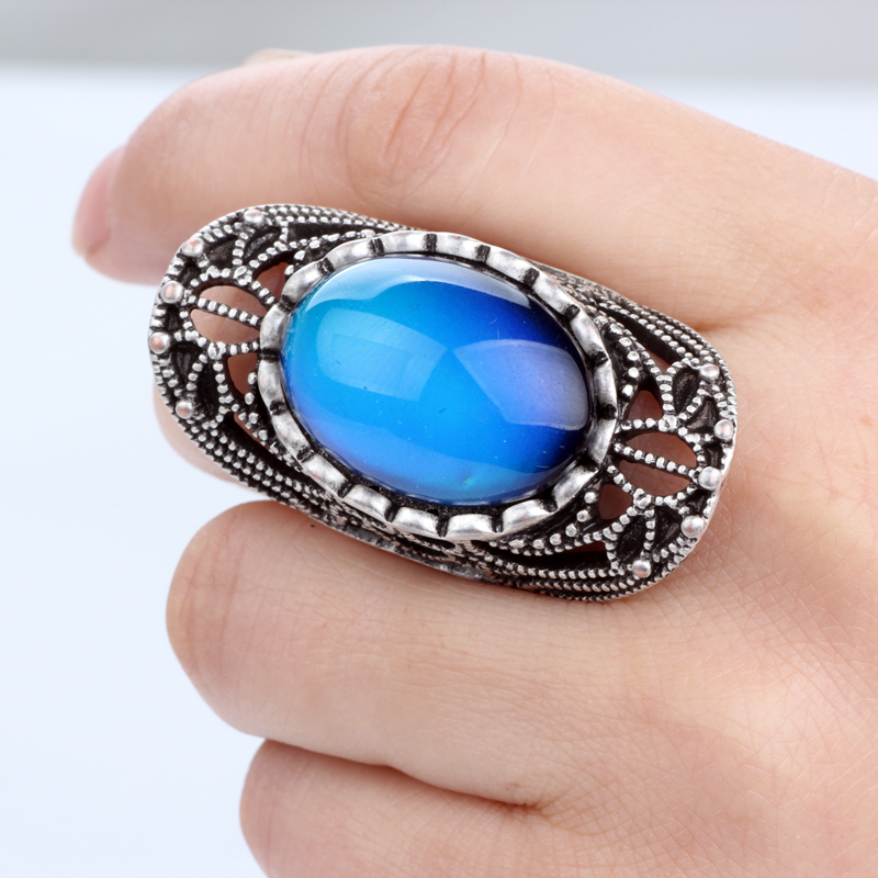 

New Big Vintage Bohemia Mood Emotion Feeling Color Change Women Ring MJ-RS034