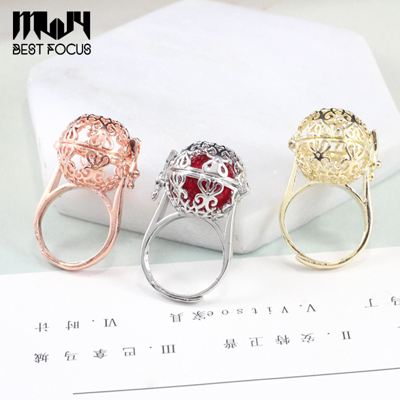 

Pearl Ring Settings Sliver Gold Plated Beads Locket Cages Pendants Settings 36*22mm DIY Rings Jewelry Can be opened Settings Gift