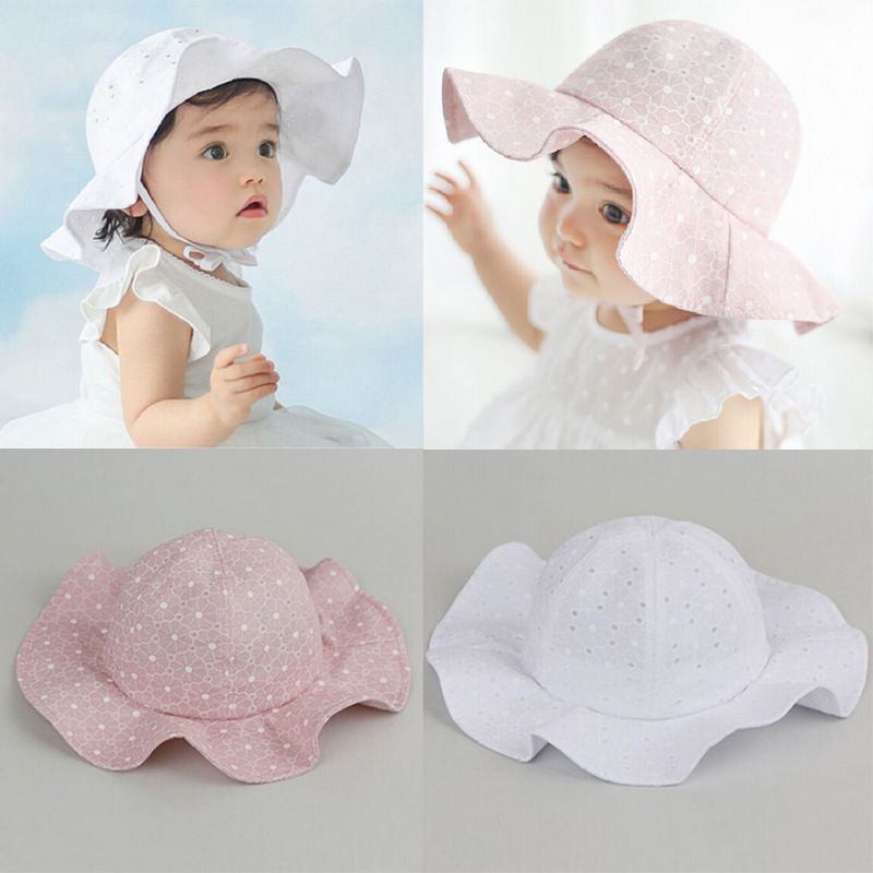 

Toddler Kids Sun Cap Summer Outdoor Baby Girl Boy Sun Beach Cotton Hat Baby Kids Girls, White