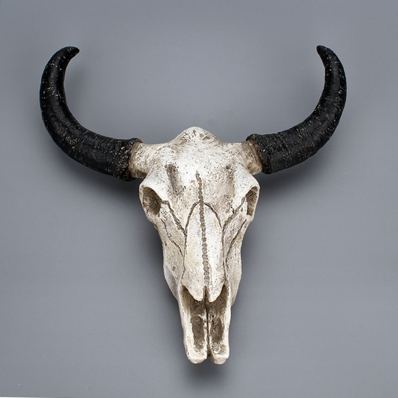 2019 Vintage Resin Cow Skull Figurines Miniatures Wall Retro
