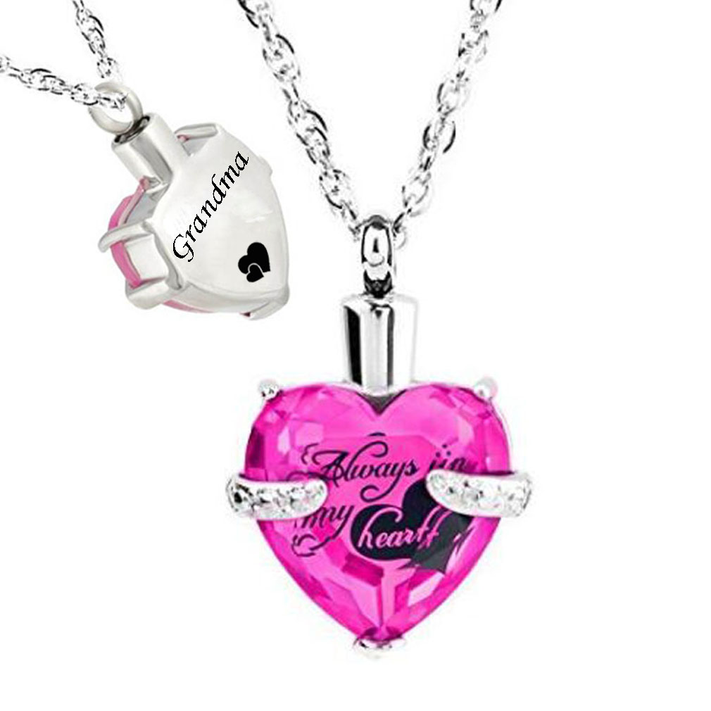 Fashion jewelry Cremation Jewelry Always in My Heart October Birthstone crystal Pendant Urn Necklace Ashes Holder Keepsake