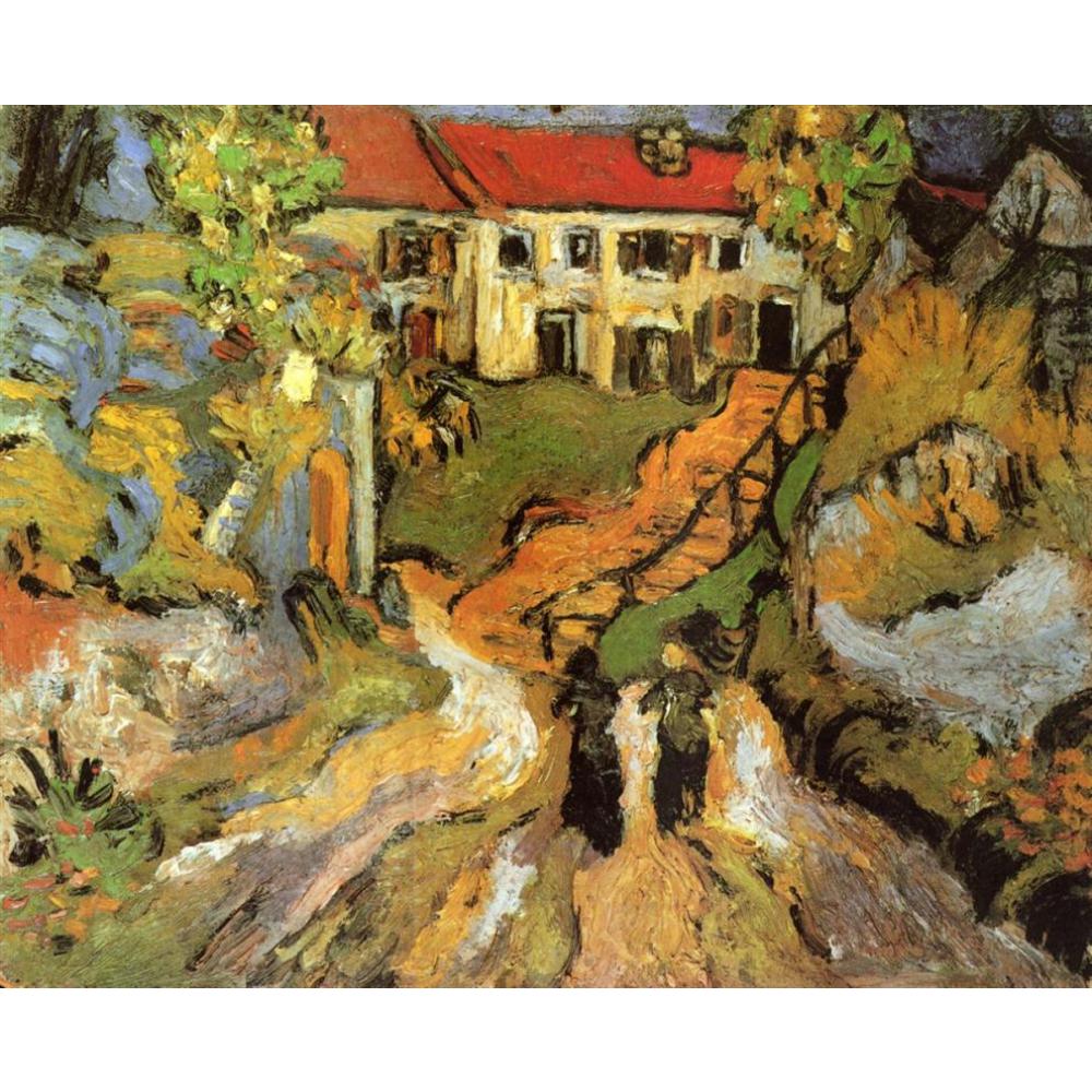 Paint-by-Number Kit Village street and stairs in Auvers by Vincent Van Gogh