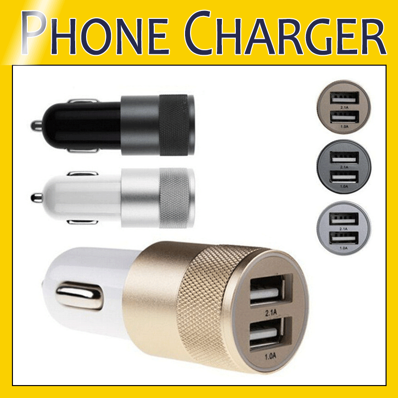 

Universal Best Metal Dual USB Port Car Charger 12 Volt / 1 ~ 2 Amp for Samsung HTC LG Sony Huawei