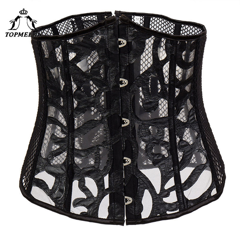 

TOPMELON Underbust Corset Wait Trainer Steampunk Bustier Gothic Corselet Sexy Corset Women Fashion Floral Transparent, Black