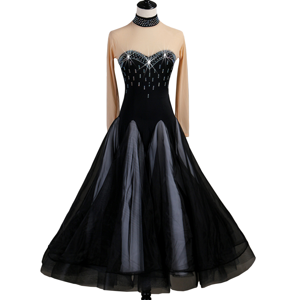 

Ballroom Waltz Dresses Competition Dress Dancing Outfits Ballroom Tango Dance Costumes Customized Size D0441 Rhinestones Big Sheer Hem, Red