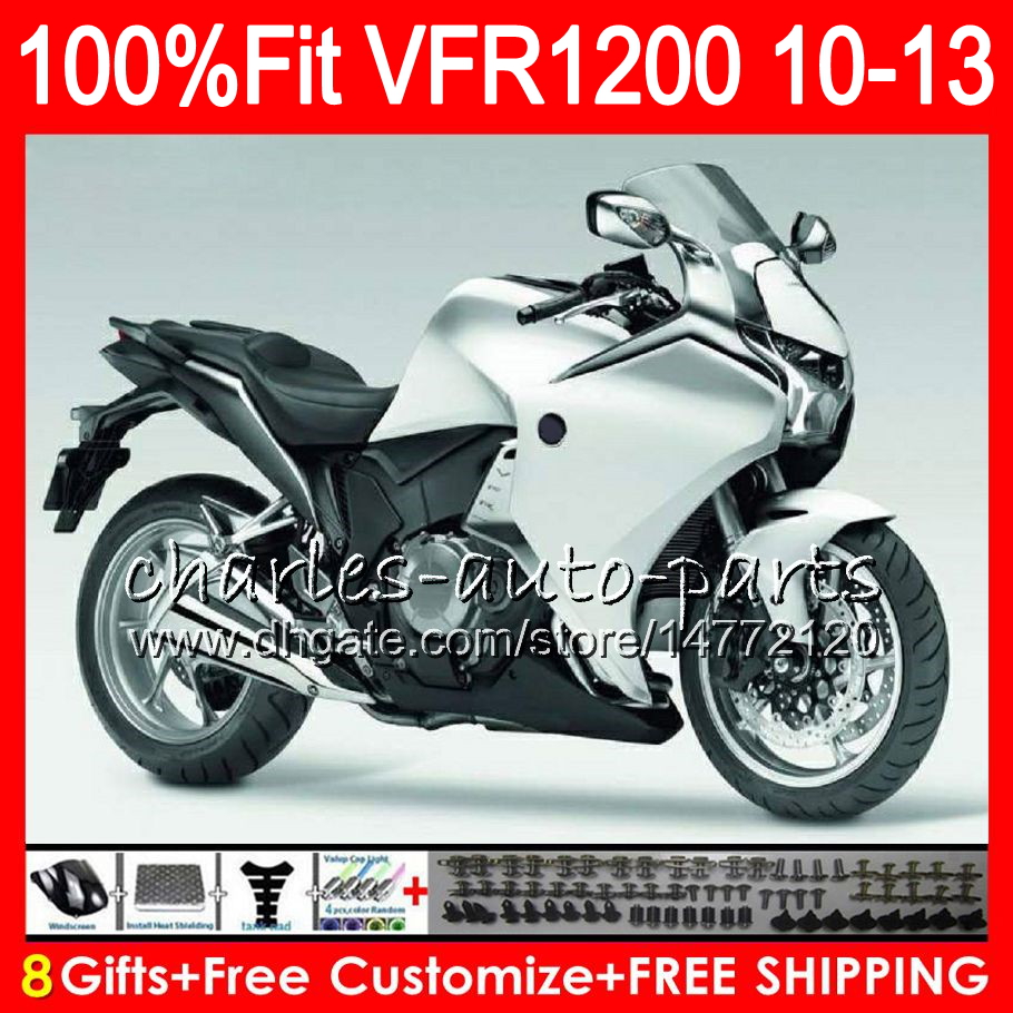 

Injection For HONDA VFR1200RR VFR 1200 RR VFR1200 10 11 12 13 98No14 VFR-1200 glossy Silver VFR 1200RR VFR 1200 2010 2011 2012 2013 Fairing, No. 1