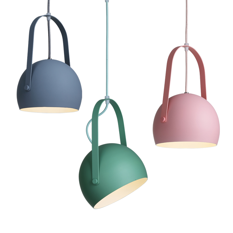 LED pendant lights colorful macaron metal hanging light pink blue yellow single head droplight for kids room bedroom restaurant droplight-image-414709629
