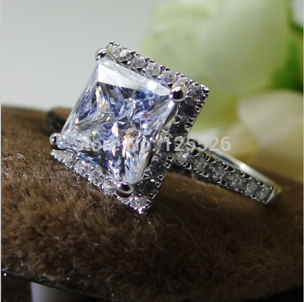 

choucong Sparkling Princess cut Stone Diamond 10KT White Gold Filled Wedding Ring Sz 5-10 Gift Free shipping