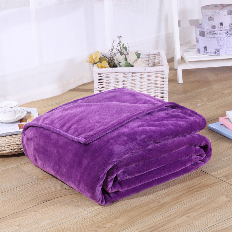 

flannel blankets coral fleece Polyester mink throw adult queen size sofa plaid solid plain Solid color soft faux fur blanket