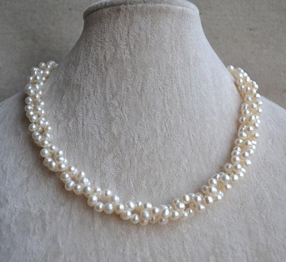 

Wholesale Real Pearl Jewellery,4-5mm White Color Natural Freshwater Pearl Necklace,New Free Shipping