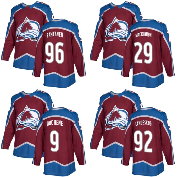 

2018 Mens Colorado Avalanche 96 Mikko Rantanen 29 Nathan MacKinnon 9 Matt Duchene Gabriel Landeskog Red Custom Hockey Jerseys, As photo