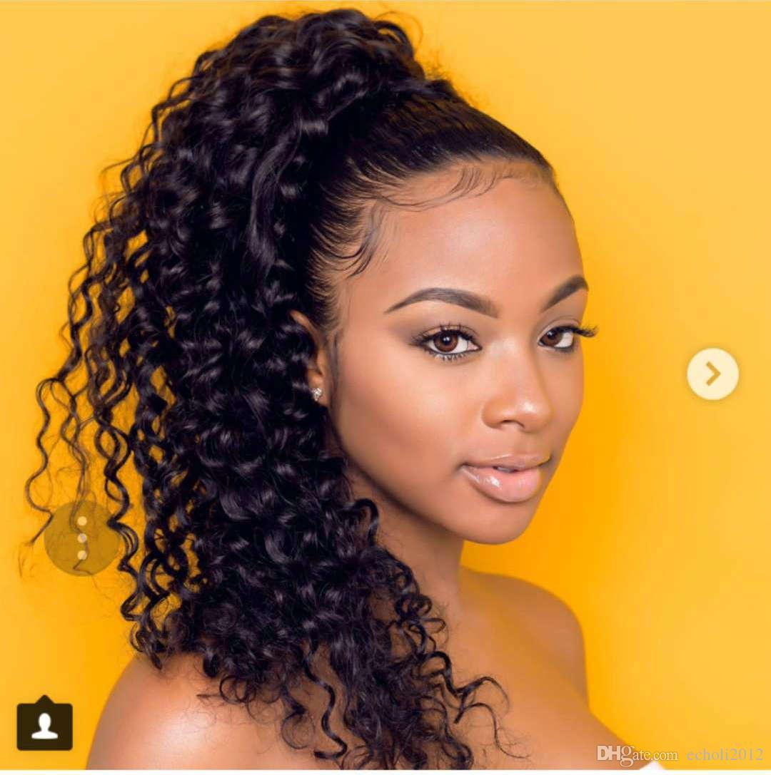 

Ponytail Hairpiece 100% Natural Brazilian Remy Human hair Velcr Magic Ponytail Horsetail Clips in Human Hair Extension Kinky Curly Hair 120g