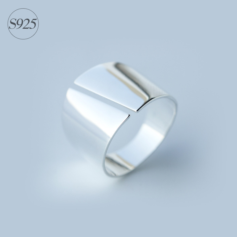 

Lady's Real. 925 Sterling Silver jEWELRY High Polished Rocker Ring Band Wider 15mm jewelry Long Ring Comfortable GTLJ811 D1892005, Slivery;golden