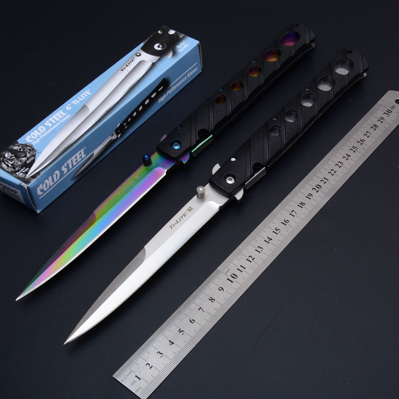 

Top Quality Cold Steel 6 Inch blade TI-LITE 26SXP AUS-8A Blade tactical folding knife Outdoor Camping Pocket Military Knives With Retail B
