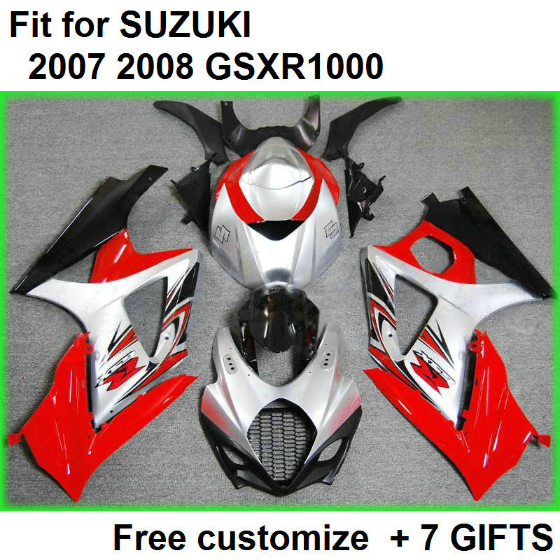 

Customize Motorcycle parts for SUZUKI GSXR1000 K2 2000 2001 2002 red silver fairings GSX-R1000 00 01 02 fairing kit DC45, Multi-color