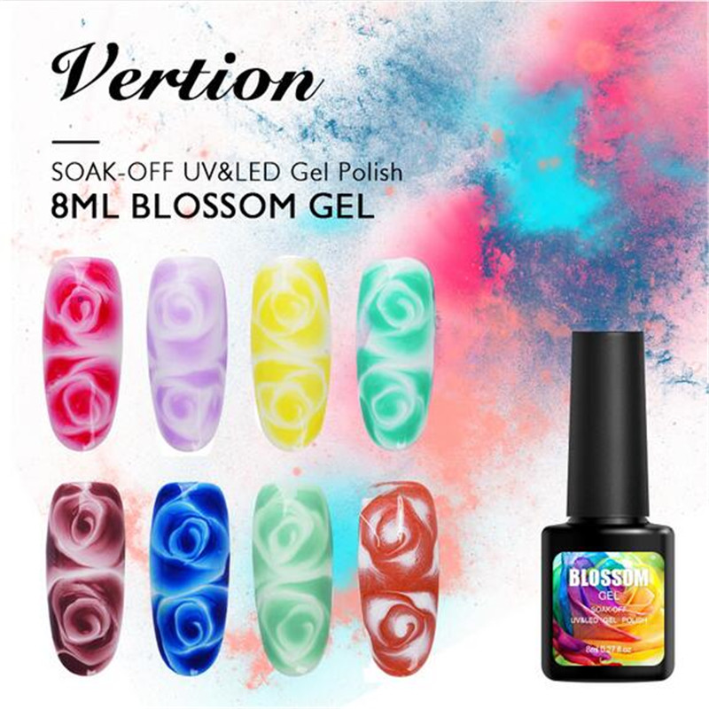 

Verntion New Gorgeous Color Blossom Gel Nail Polish Semi Permanent Uv Nail DIY Magic Transparent Soak Off Gel Varnish 8ml