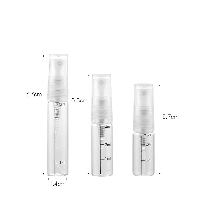 

2/3/5ml Mini Portable Transparent Scale Glass Perfume Bottle With Spray&Empty Parfum Cosmetic Case With Atomizer F337