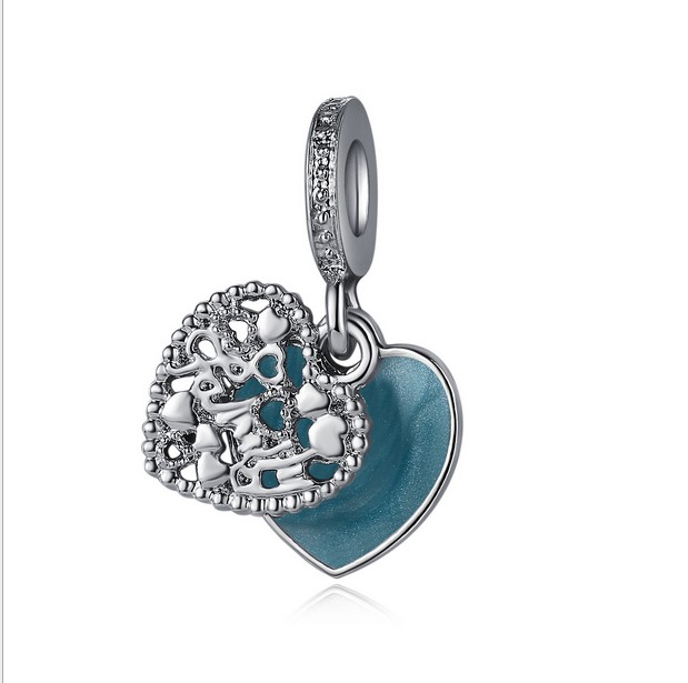 

Fits Pandora Bracelets 30pcs Heart Enamel Charms Beads Silver Charms Bead For Wholesale Diy European Necklace Jewelry Accessories Xmas