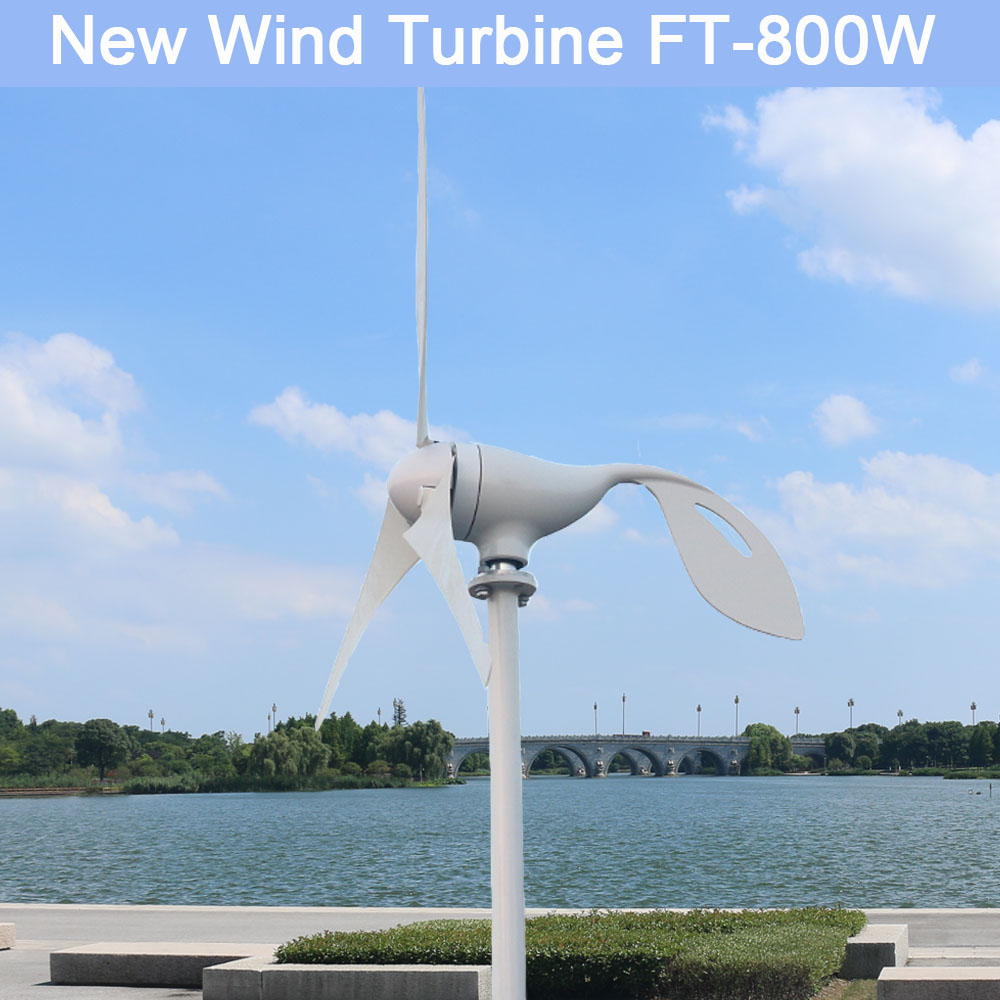 800W 12V 24 V Volt 3 Nylon Fiber Blade Horizontal Home Wind Turbine Wind Generator Power Windmill Energy with PWM controller-image-432929071