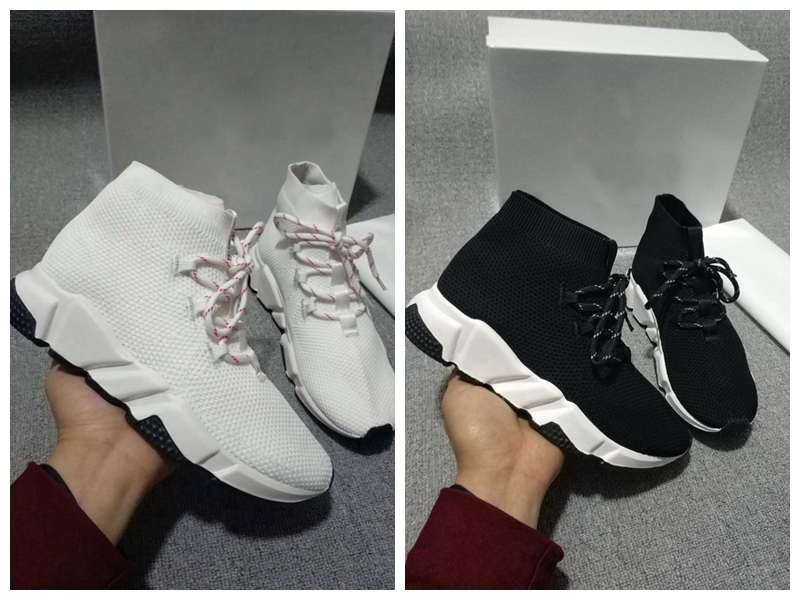 

Designers Shoes Stretch Textured KNIT WHITE Luxury Casual Shoe Outdoor Sneakers High Quality Race Runners White/Black, Sock shoe black sole