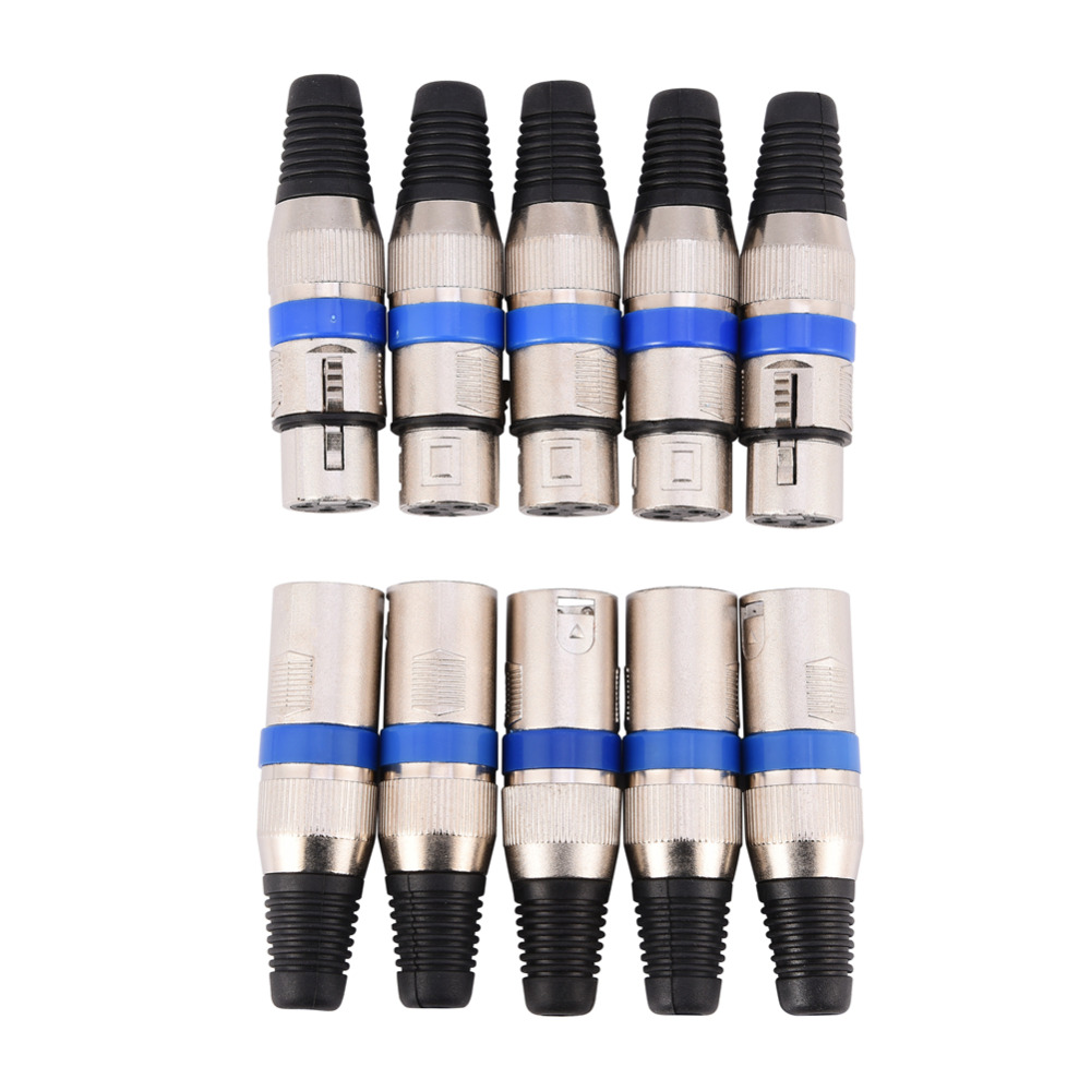 5 Stück XLR 3 Silber polige Steckdose Plattenmontage Sockel für Mikrofone