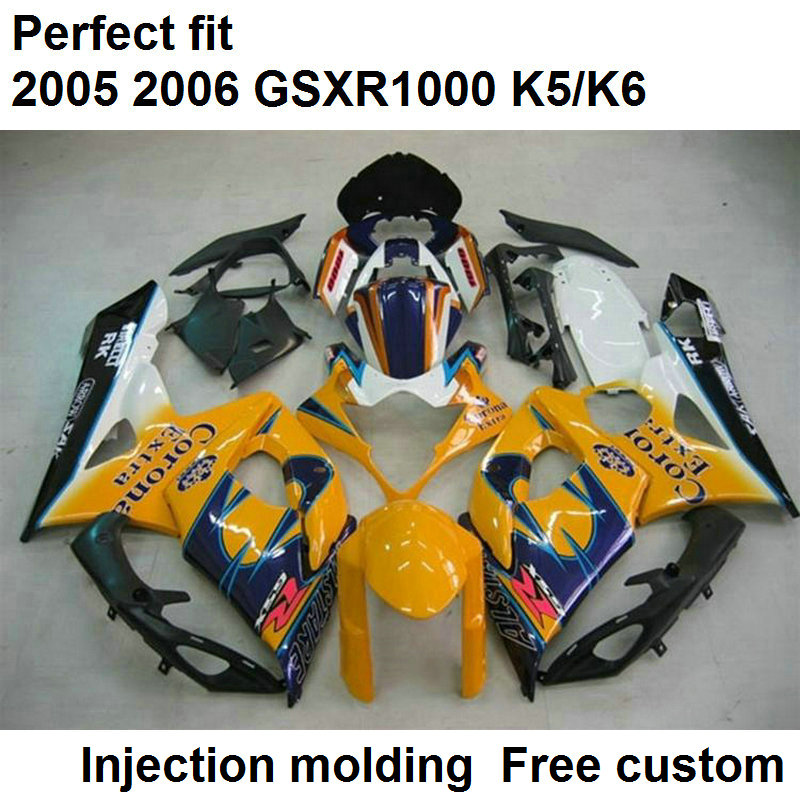 

Free custom fairings for Suzuki GSXR1000 2005 2006 orange black injection molded fairing kit GSXR1000 05 06 FI89, Same as picture