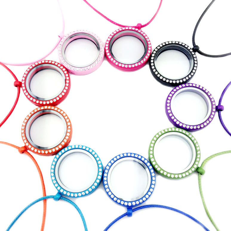 

Crystal Floating Locket Necklace DIY Round Glass Frames Circle locket charm Necklaces fashion DIY jewelry Will and Sandy Drop Ship 160292, Silver