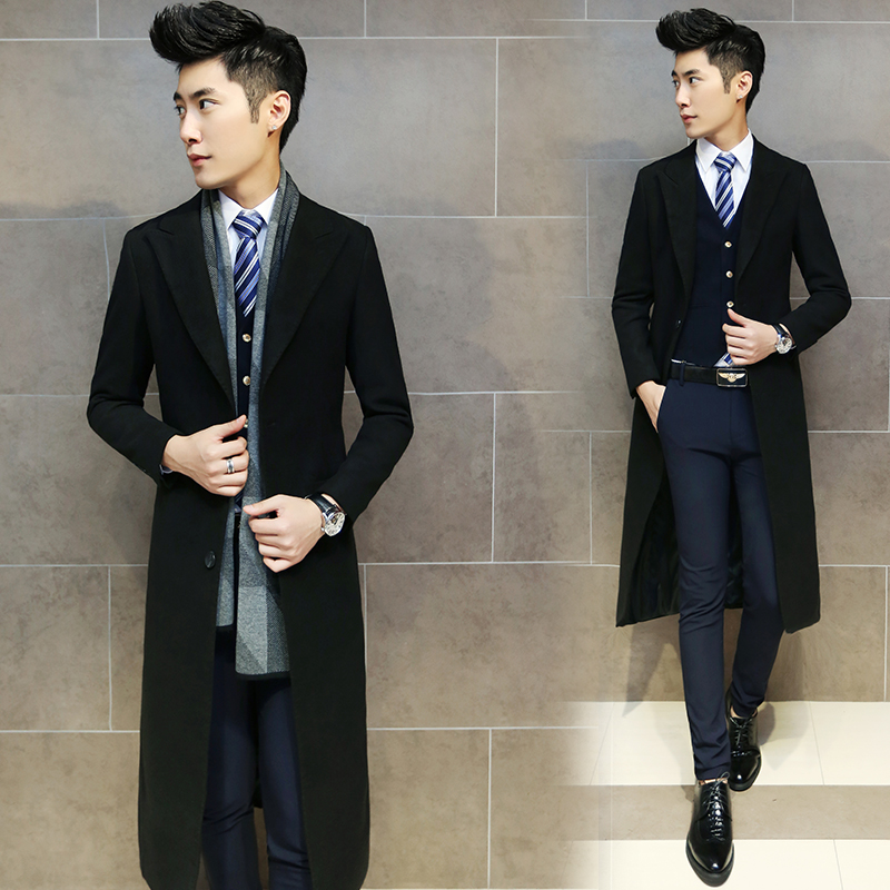 TIAN QIONG Men's Woolen Coats Slim Fit Long Overcoats Men Autumn Winter Mens Outwear Wool Windbreakers Men S-4XL Business Coat