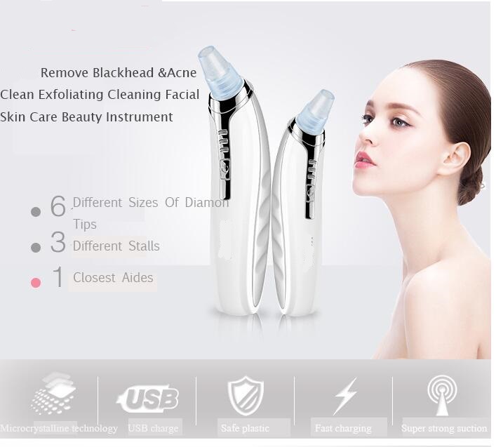 Portable 6 heads Electric Blackhead Removal Suction Facial Pore Cleaner Acne Remover Tool Kit Face Skin Care Black Spot Beauty Machine