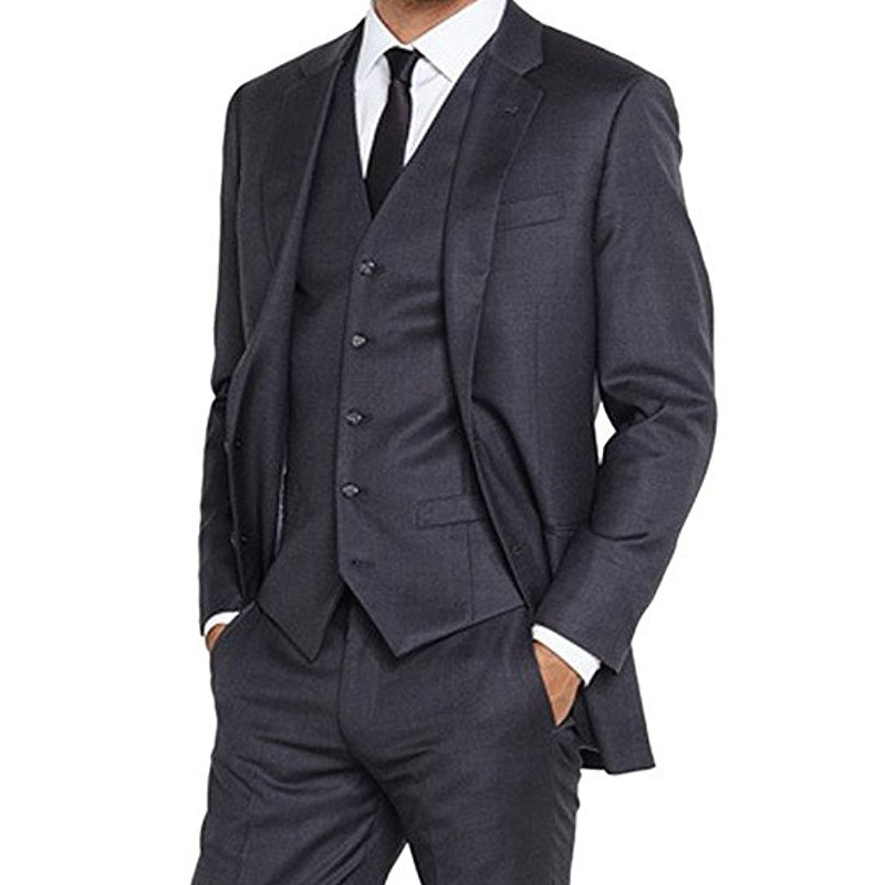 

2018 Wedding Groom Tuxedos Notched Lapel Three Piece Jacket pants Vest Custom Made Business Party Men Suits New, Same as image