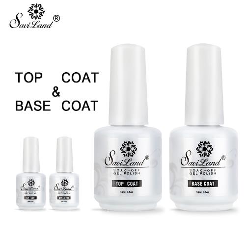 

2pcs Base Coat & Top Coat Set Gel Nail Polish Soak Off Long Lasting Gel Varnish 15ml UV LED Nail Gel Lacquer, As show