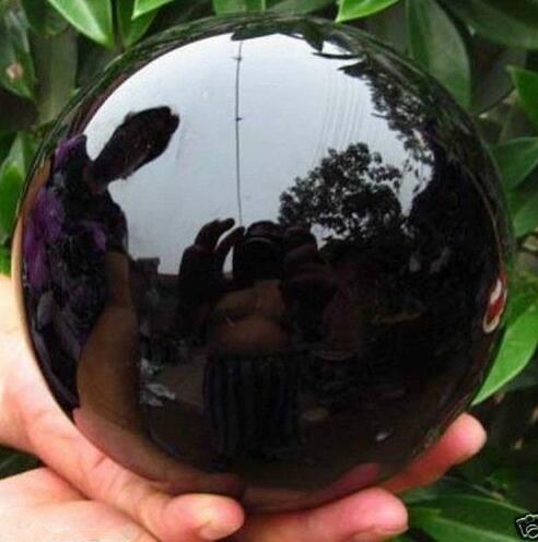 

100MM+stand- Natural Black Obsidian Sphere Large Crystal Ball Healing Stone